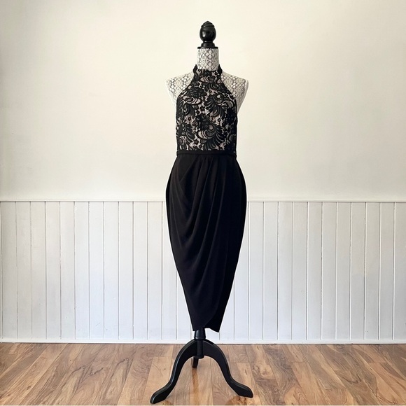 Rodeo Show Black Lace Bodice Halter Cocktail Dress Size 8 - Picture 13 of 13